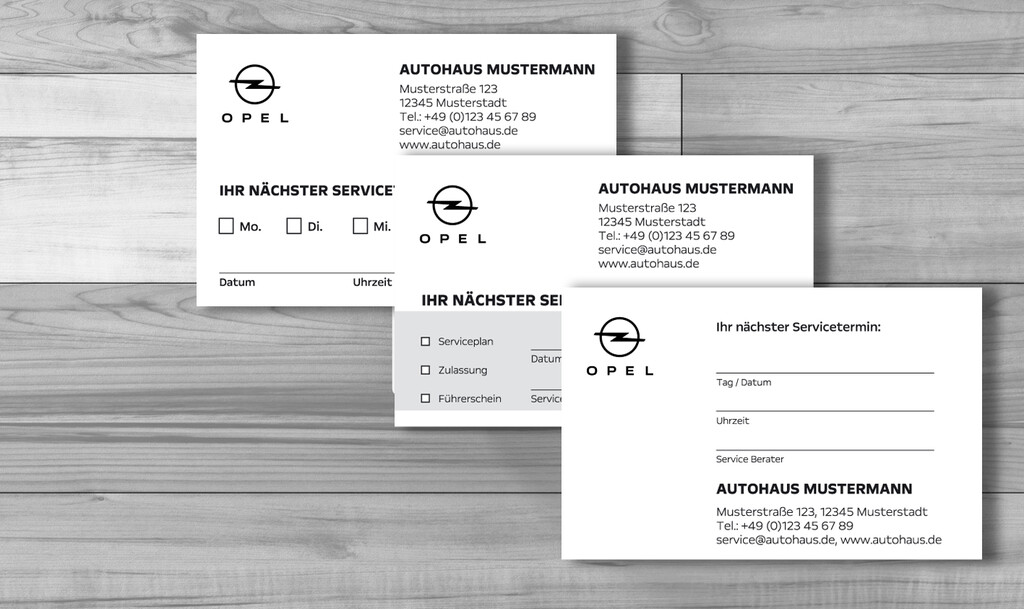 Opel Service-/ Terminkarten