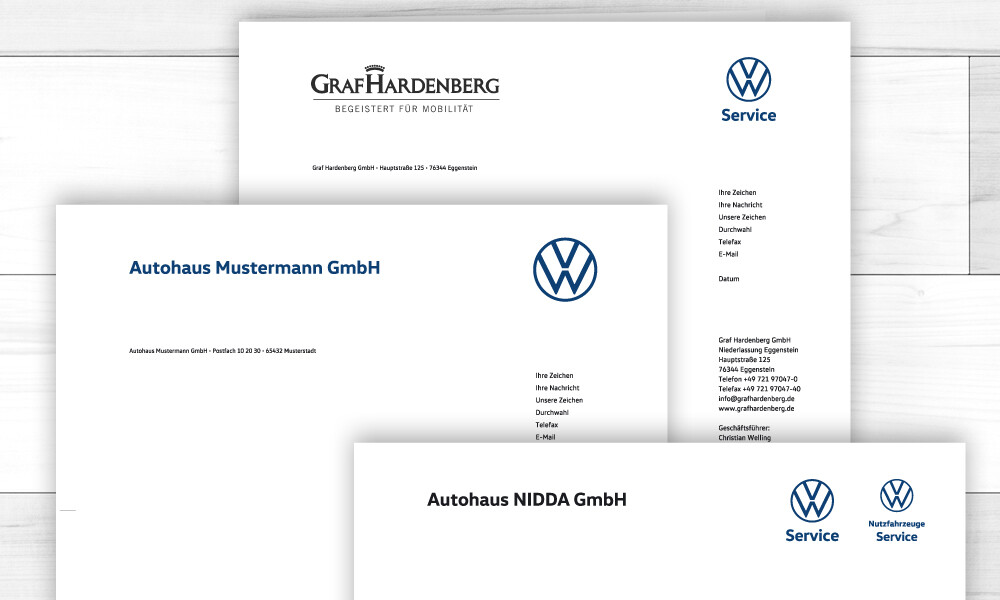 VW Briefbogen mit Firmeneindruck