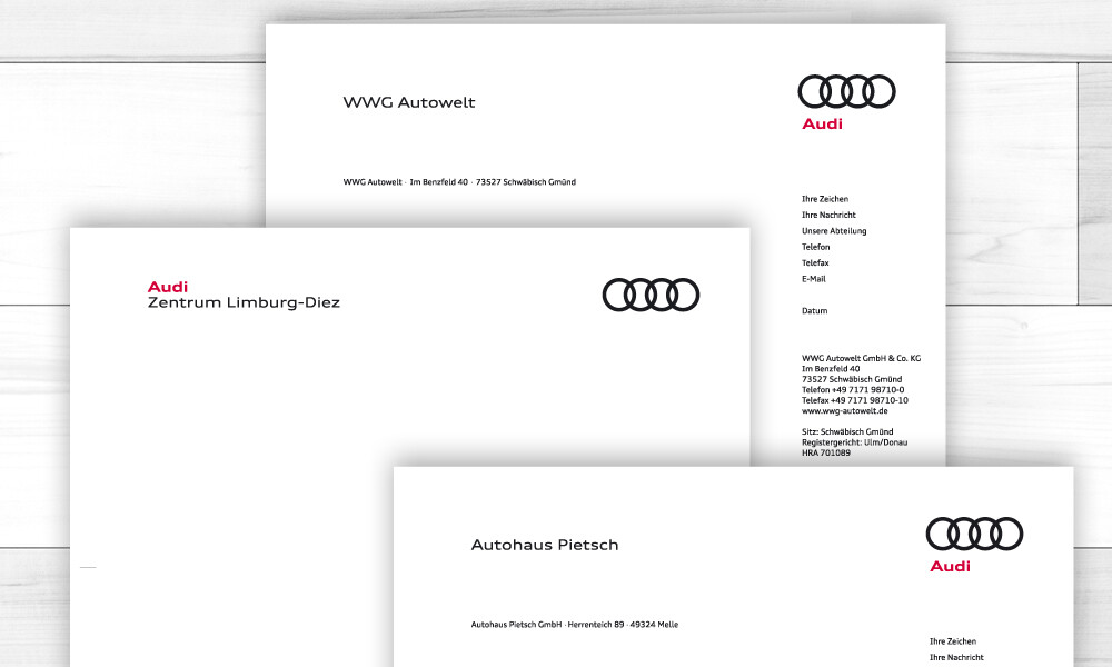 Audi Briefbogen mit Firmeneindruck