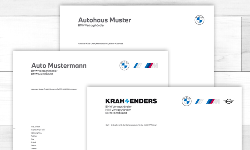 BMW Briefbogen mit Firmeneindruck