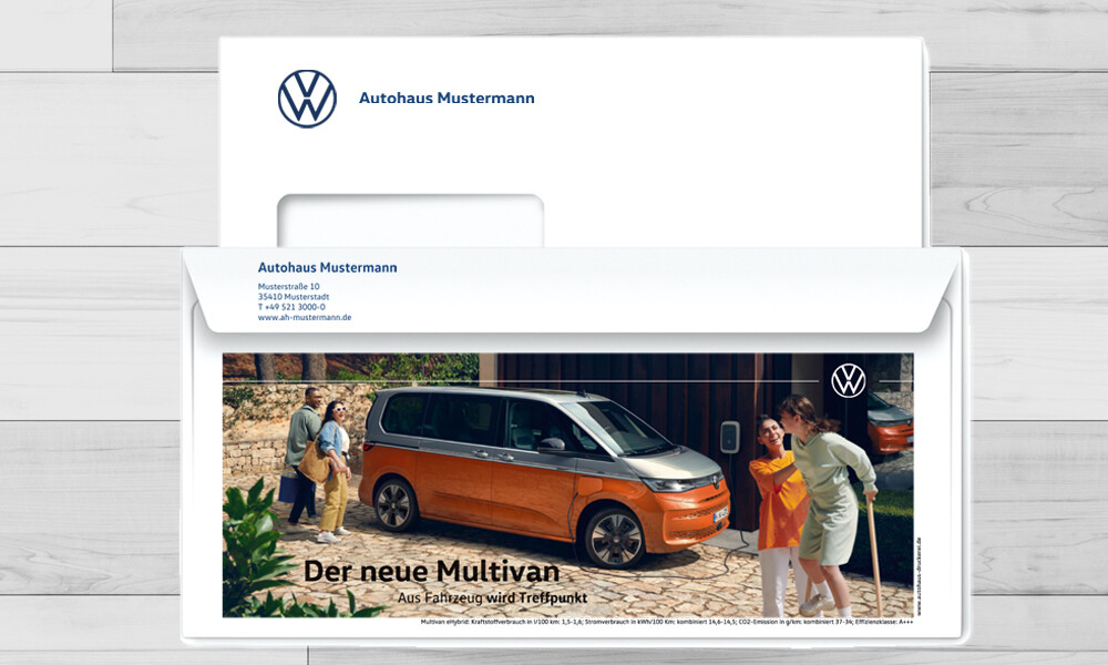 VW Briefumschläge mit Firmeneindruck